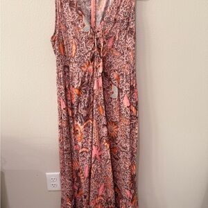 Madewell Pink and Orange Paisley Midi Dress